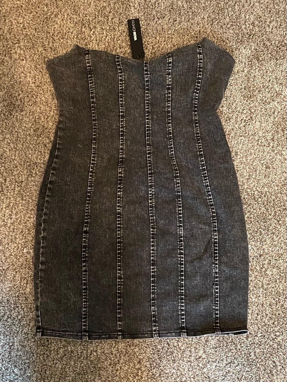 Fashion Nova ‘Doll in Denim Mini Dress’; Blackwash ; Strapless